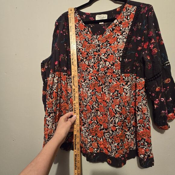 Cafe Marrakesh Floral Peasant Top Women XL Prairie Festival Crochet Boho Cottage - Picture 11 of 13